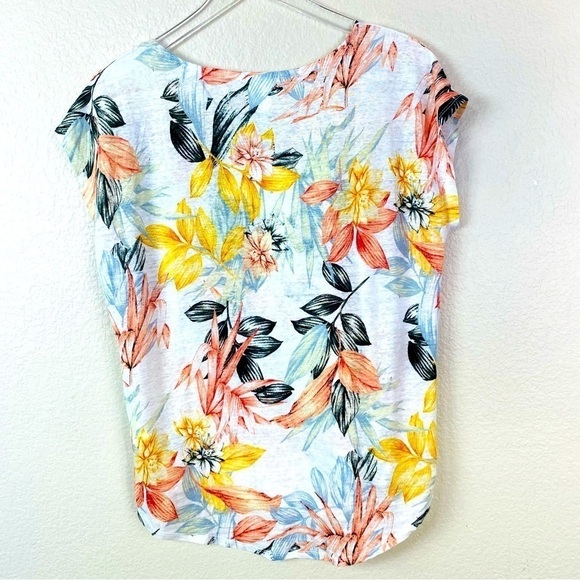 C&C California 100% Linen Tropical Print Top Size M - Picture 3 of 6